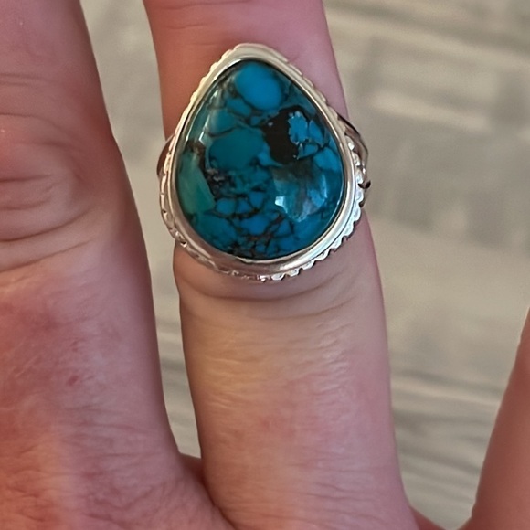 Beautiful Vintage Silver Barse Turquoise Ring. - Picture 6 of 6